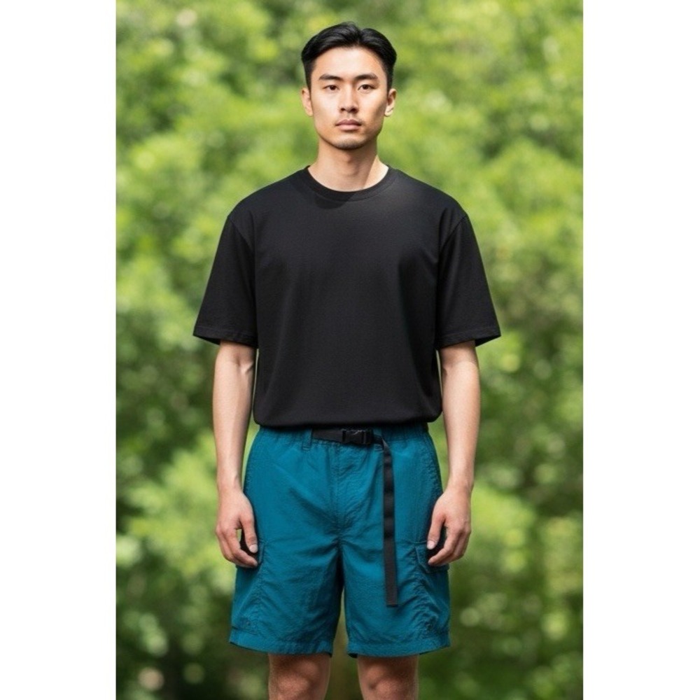 REI Men's XL Elastic Waist Belted Nylon Cargo Shorts Teal 17.5" EUC